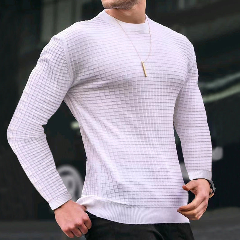 Comfortable Men's Waffle Crew Neck Sweater