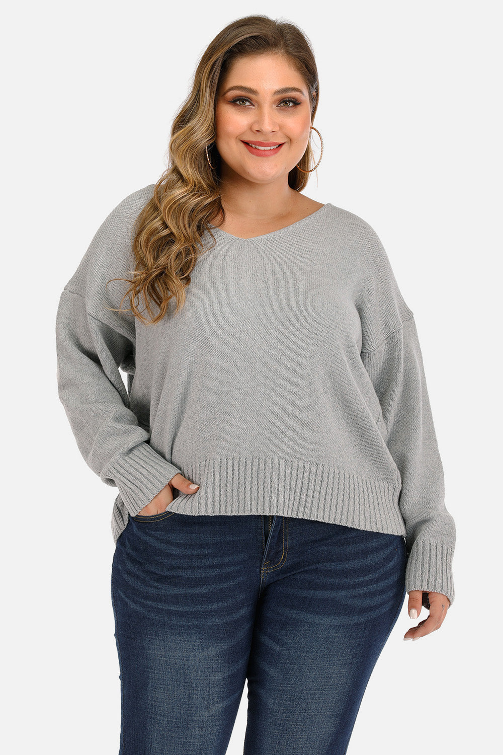 Comfortable Oversized V Neck Sweater - EasyApparels
