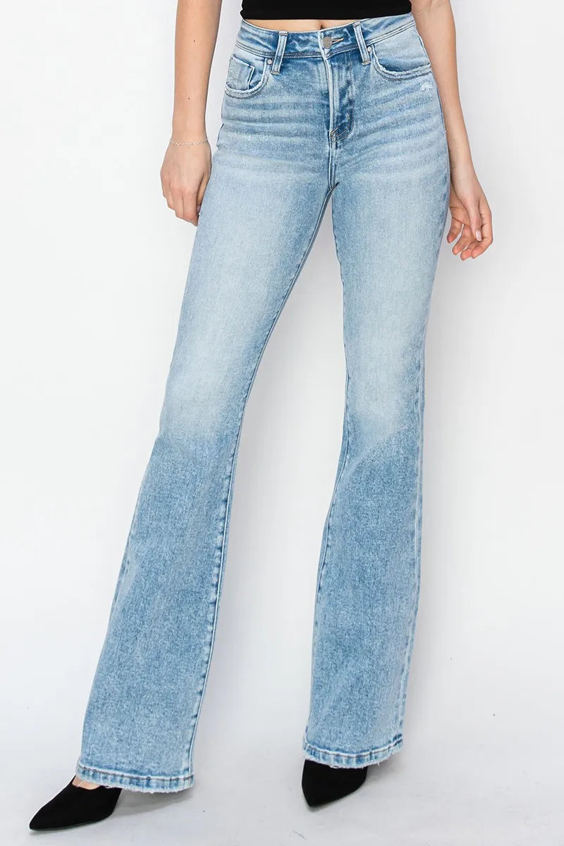 Trendy High Waisted Bootcut Jeans - EasyApparels