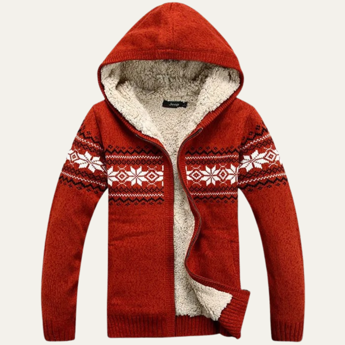 Warm Men's Hooded Cable Knit Winter Jacket