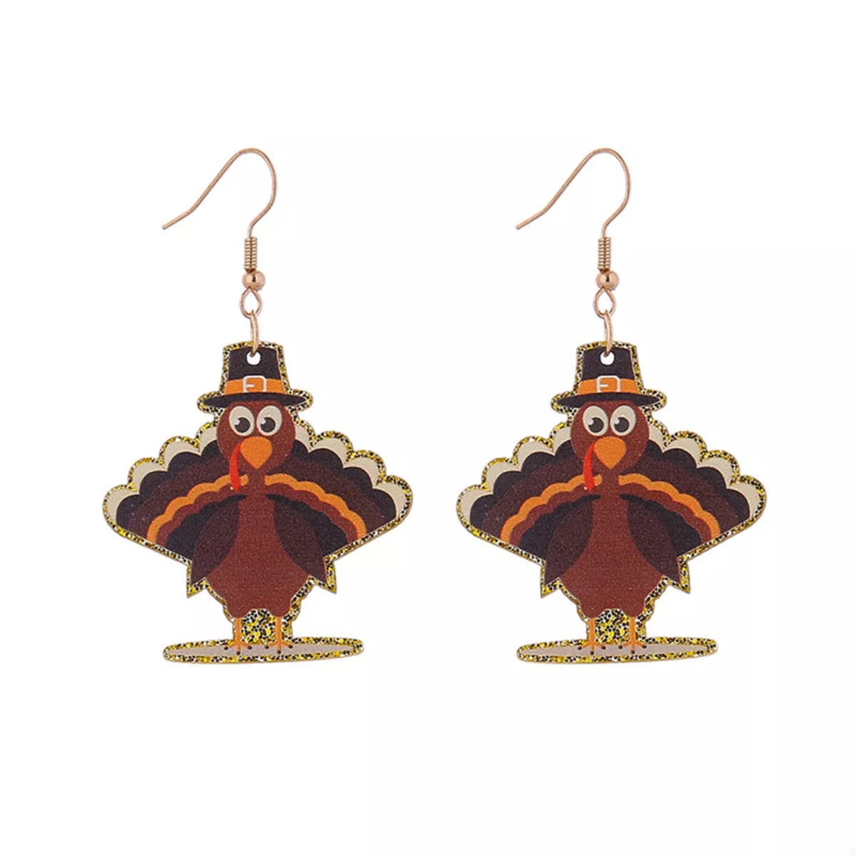 Fall Harvest Turkey Drop Earrings