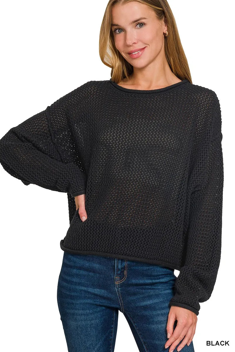 Soft Relaxed Fit Crew Neck Knit Top - EasyApparels