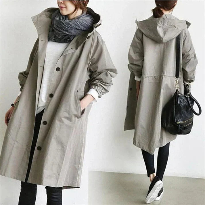 Women's Long Waterproof Parka Jacket with Pockets