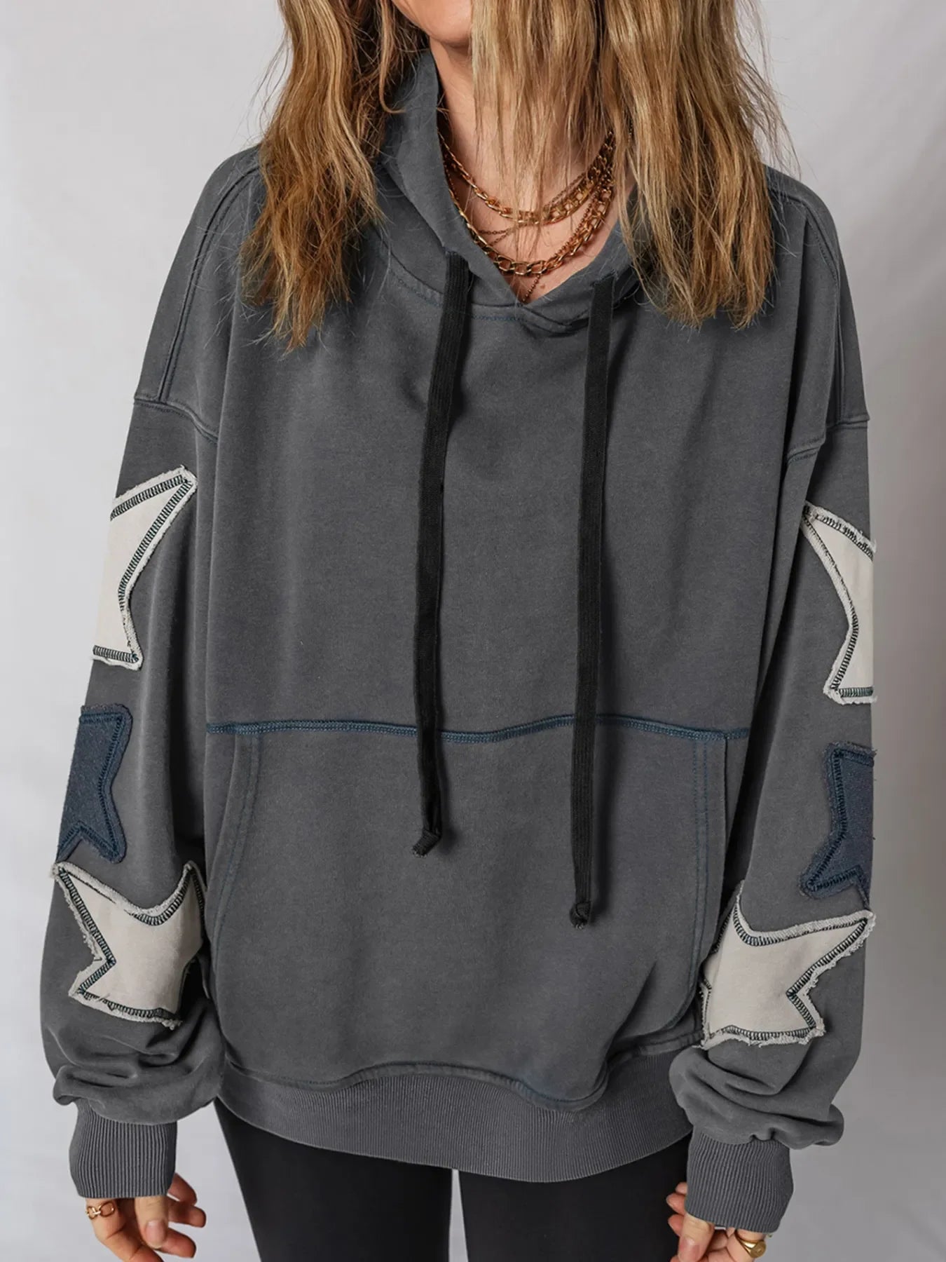 Colorful Patchwork Contrast Hoodie with Pocket - EasyApparels