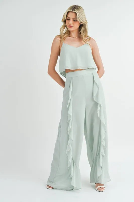 Chic Camisole and Flared Palazzo Pants Set - EasyApparels