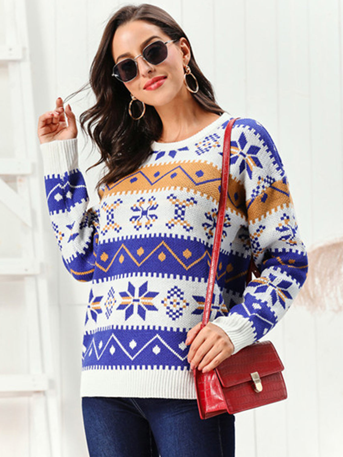 Winter White Crew Neck Sweater - EasyApparels