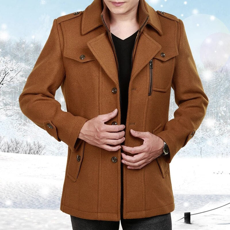 Classic Double Breasted Mens Wool Coat