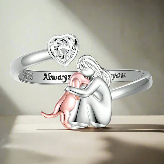 Personalized Dog Heart Shaped Silver Ring - Luxicro