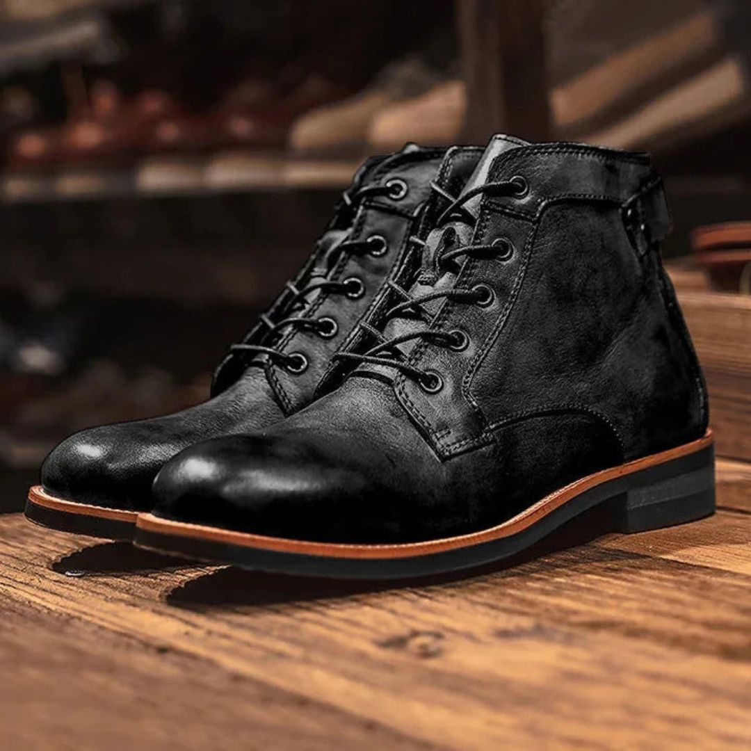Rugged Brown Leather Ankle Boots