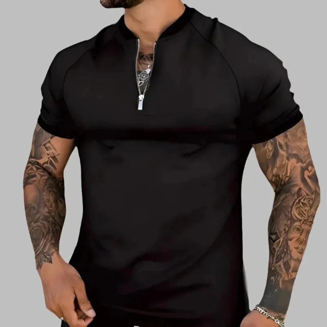 Classic Contrasting Zip Polo Shirt