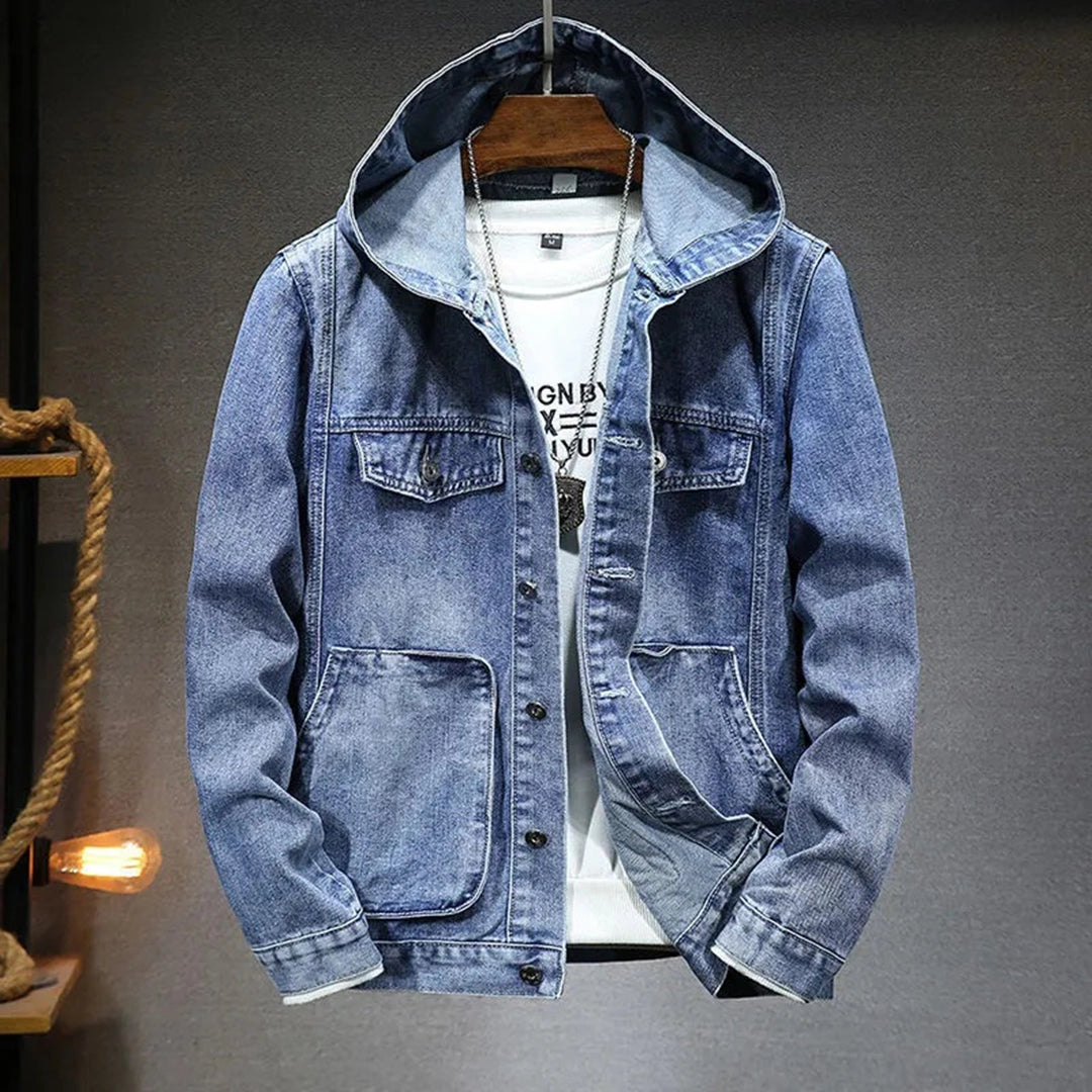 Trendy Ripped Denim Jacket with Hood