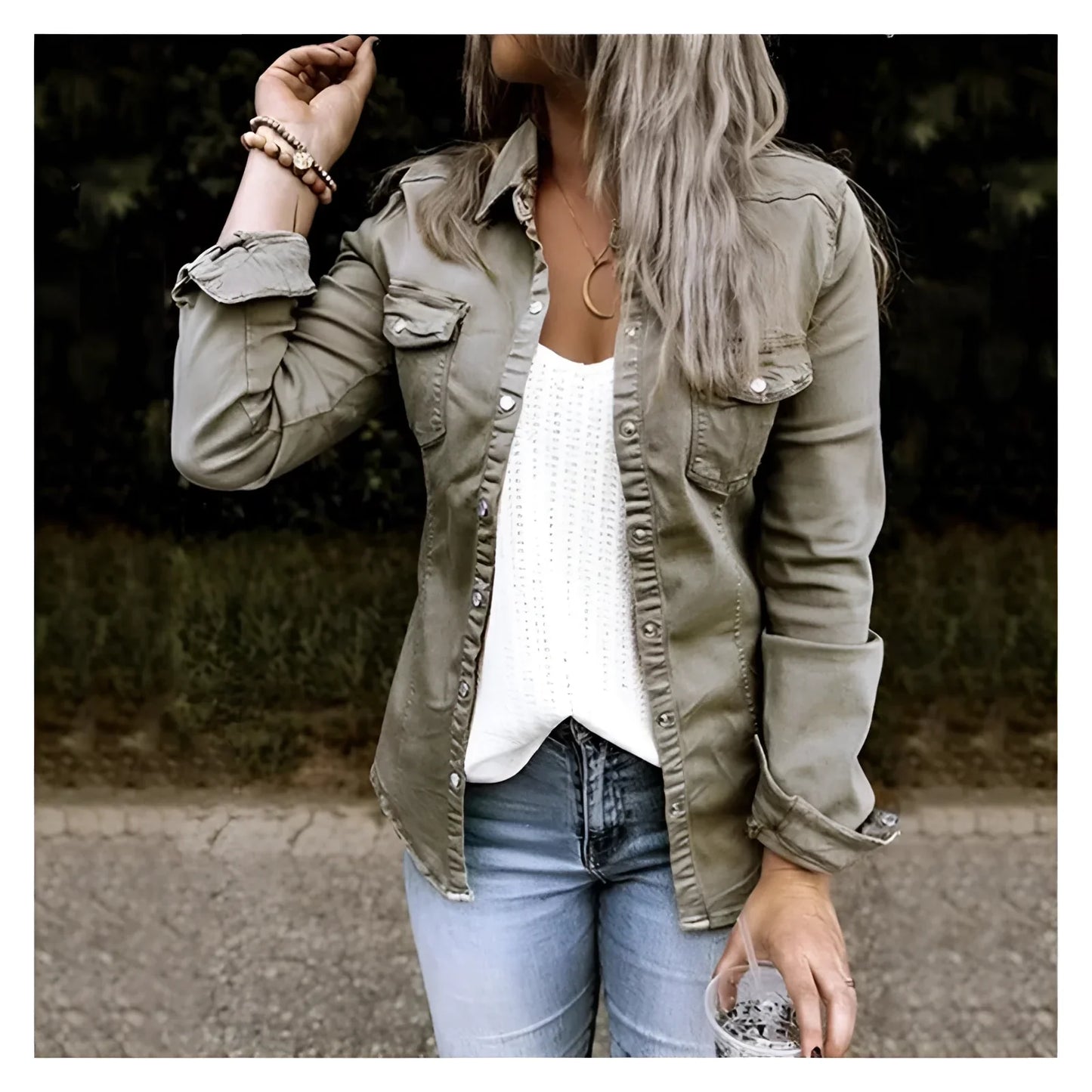 Green Military Style Women's Jacket