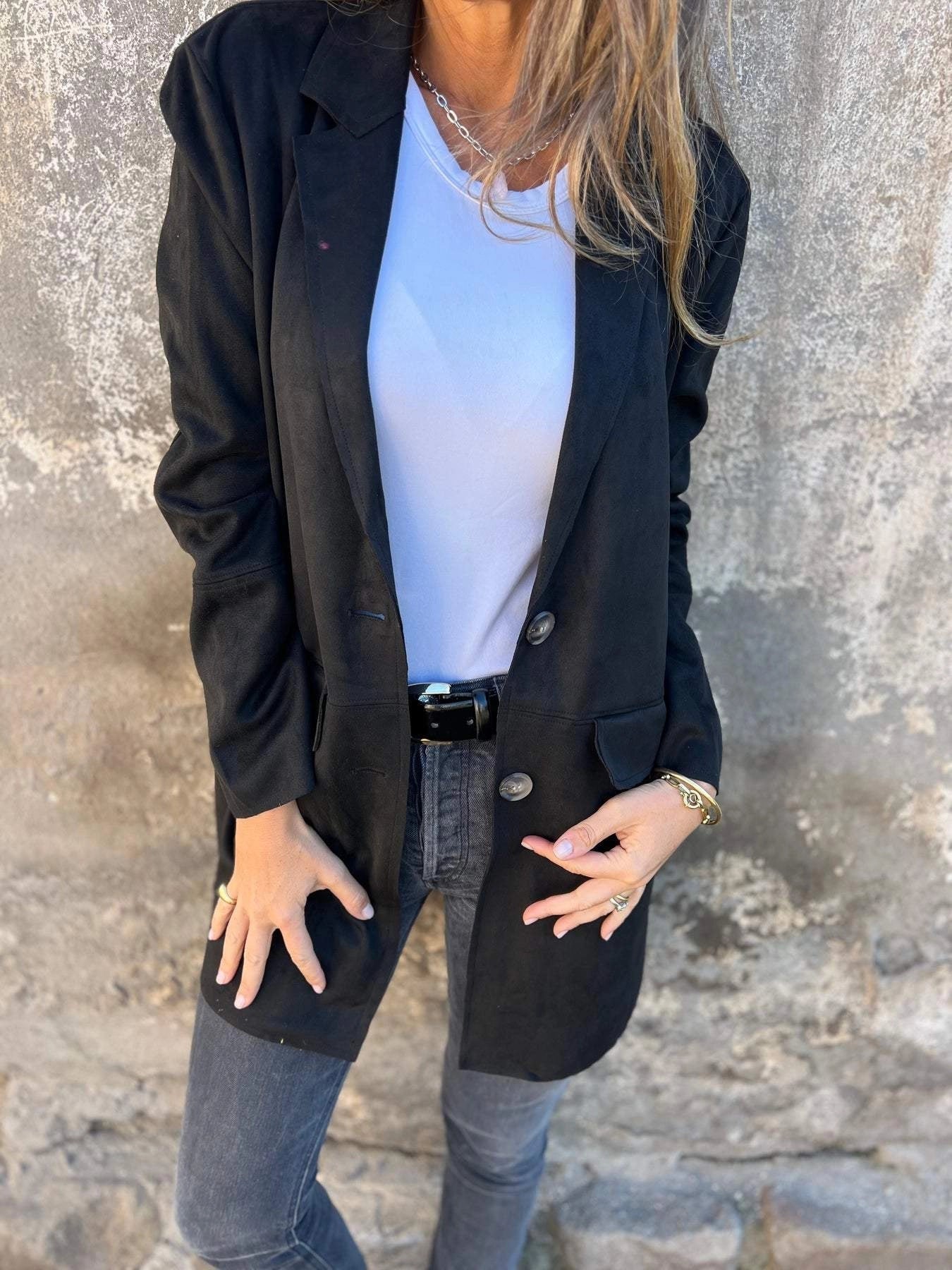 Chic Beige Suede Women's Jacket