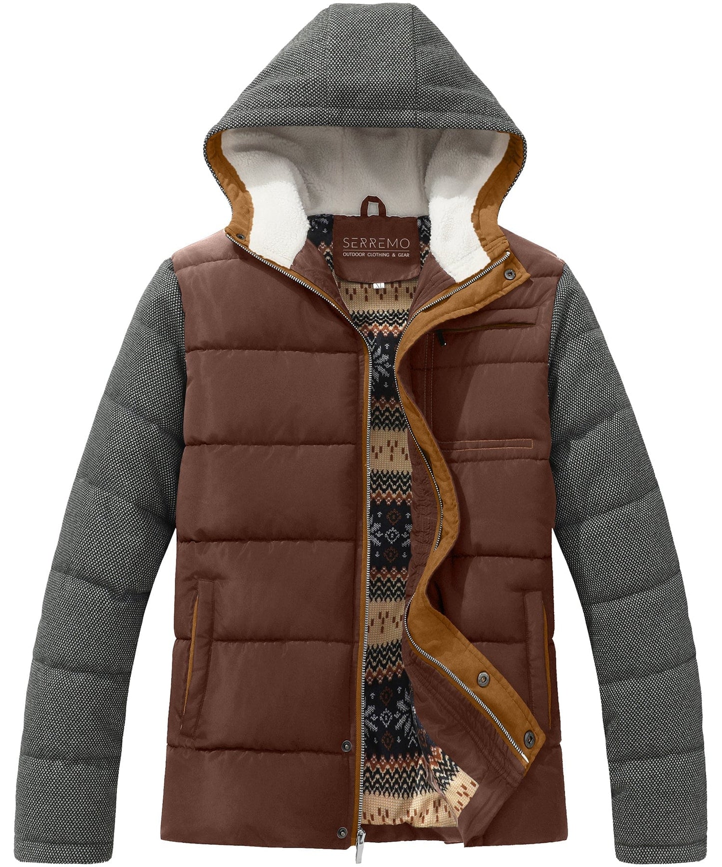 Warm Quilted Down Hooded Jacket