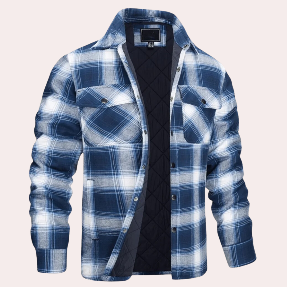 Casual Quilted Flannel Shirt Jacket