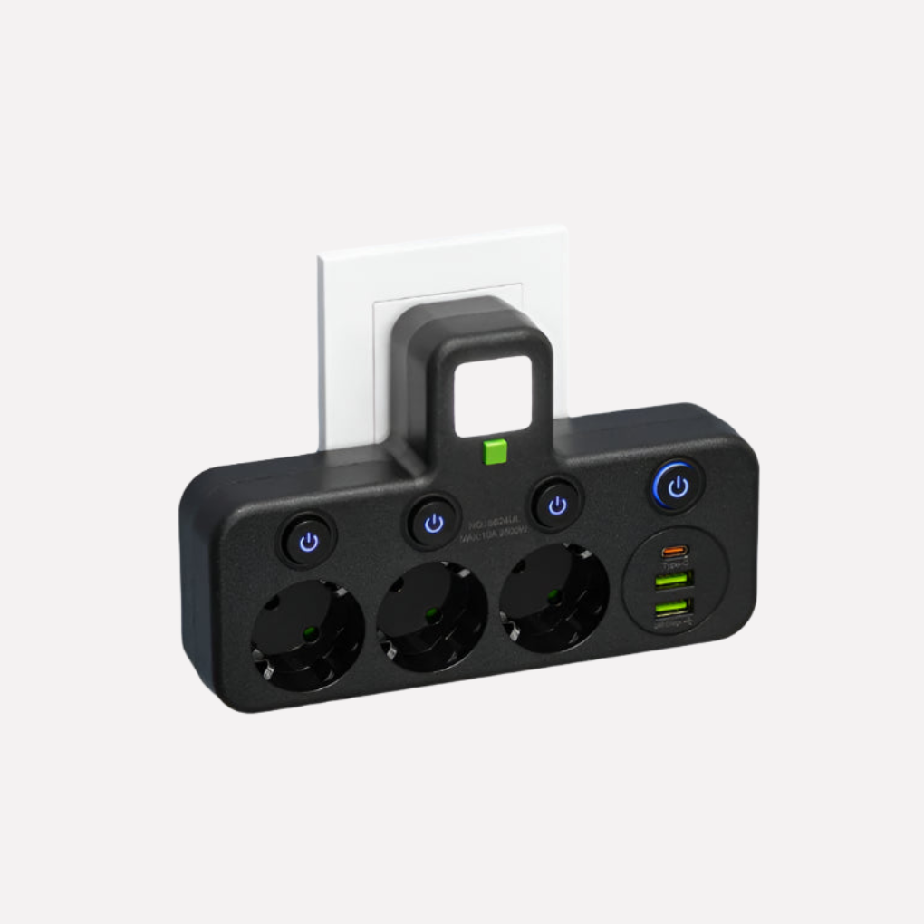 Versatile Surge Protector with USB and Type C Ports