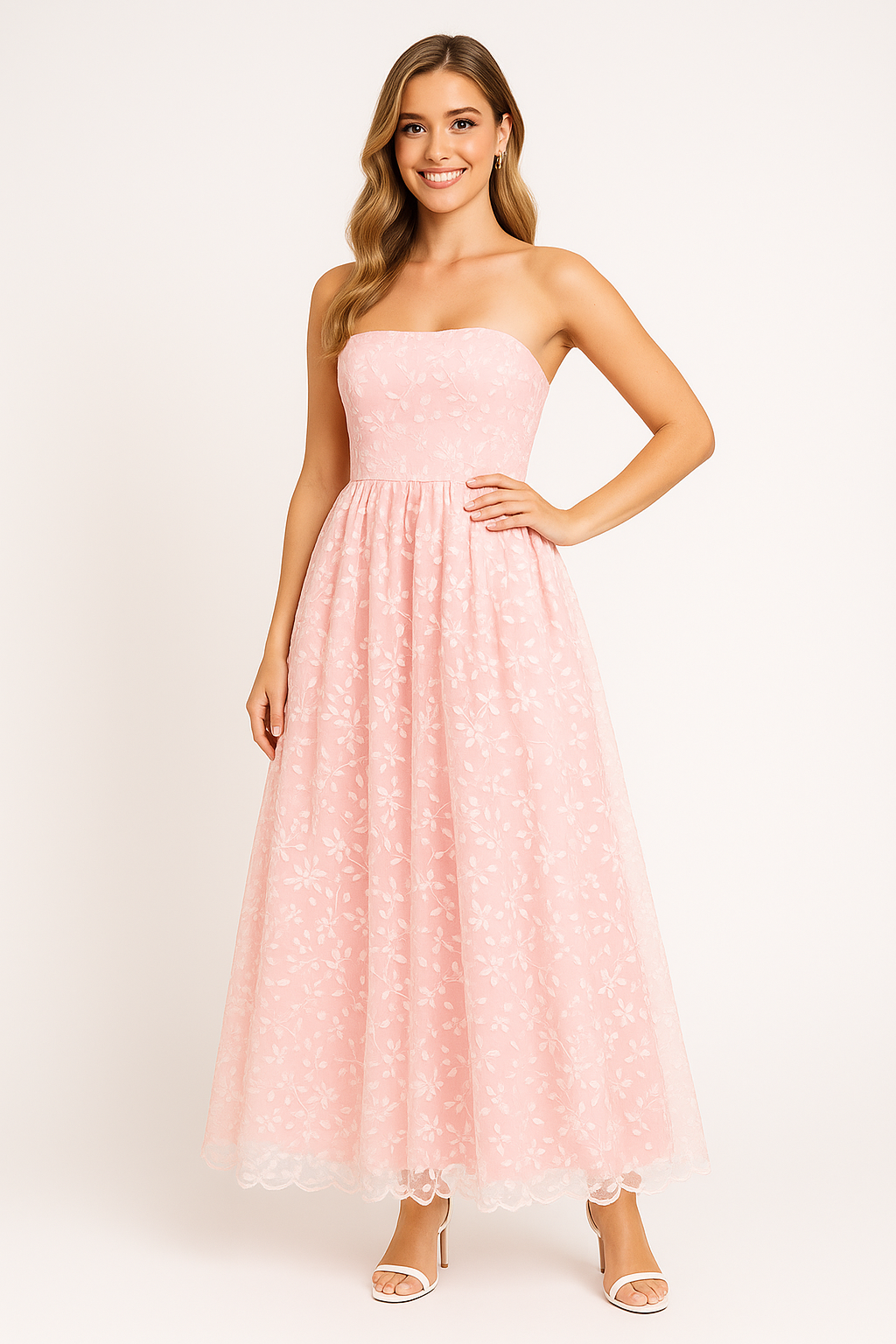 Elegant Strapless Lace Formal Gown - EasyApparels