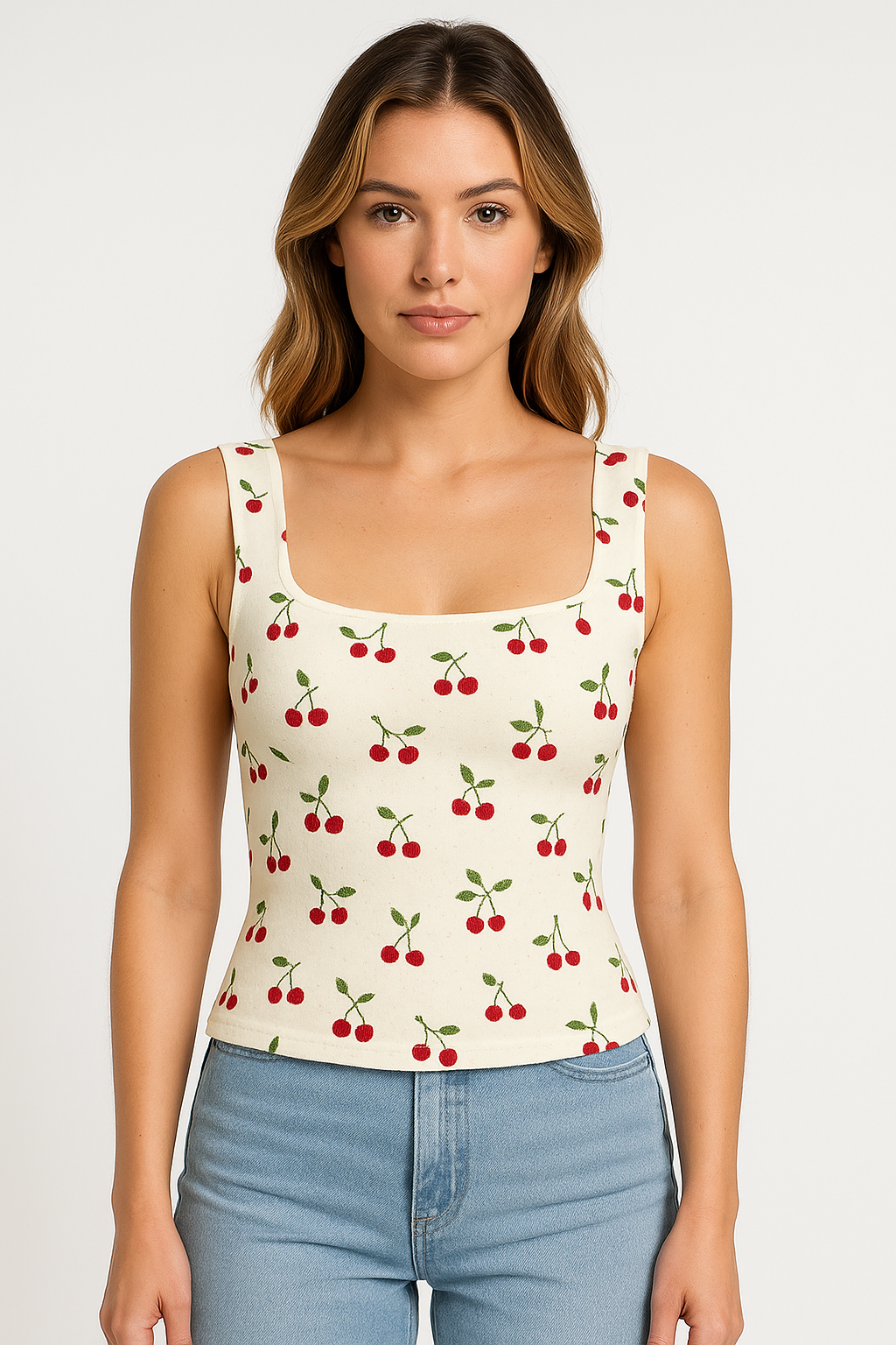 Women's Lightweight Floral Square Neck Top - EasyApparels