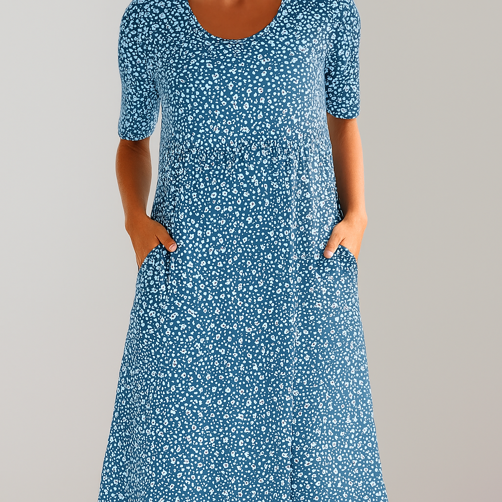 Stylish Mid Length Dress with Pockets