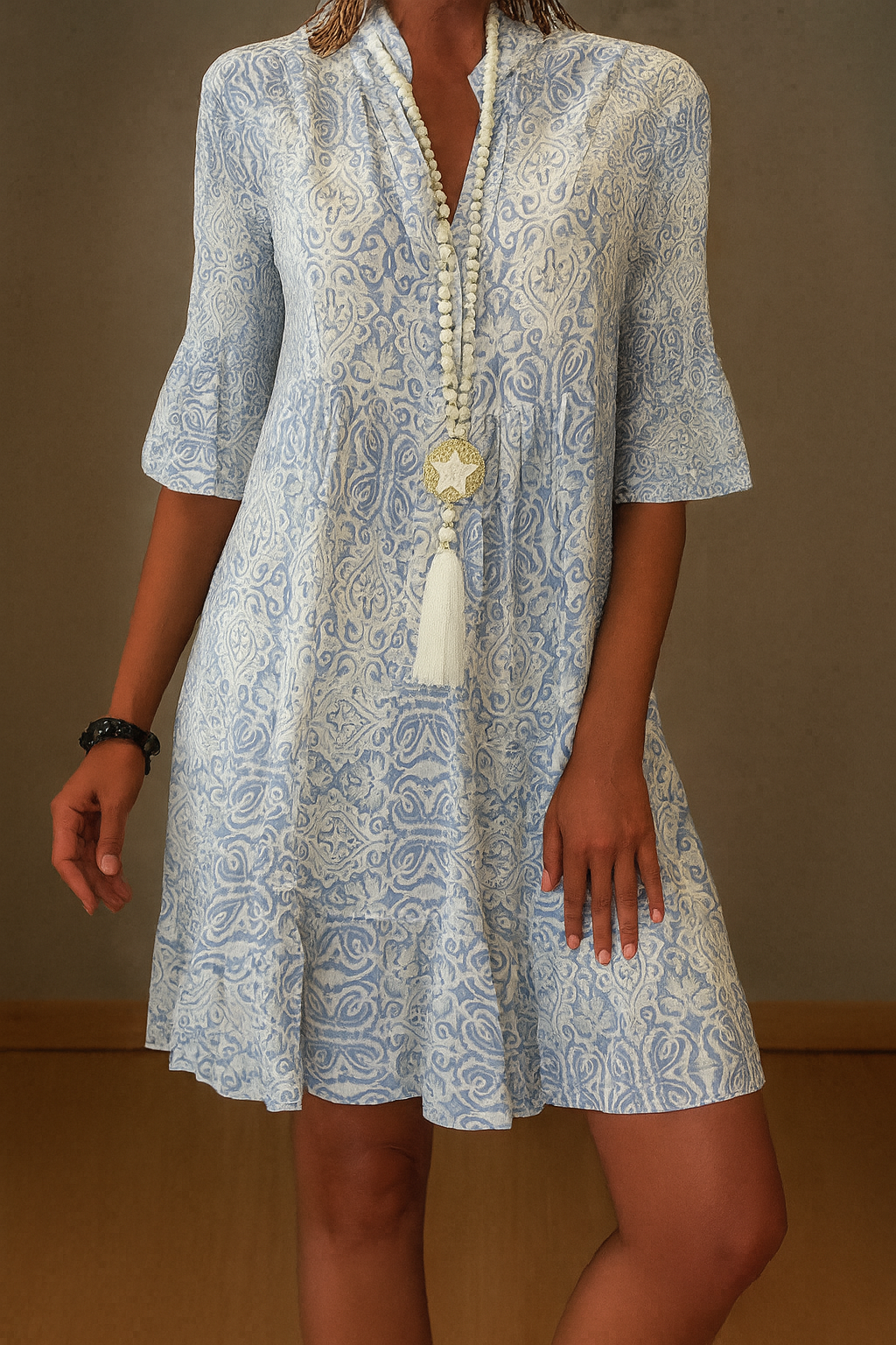 Comfortable Summer Midi Dress with Flowy Design - Vossary