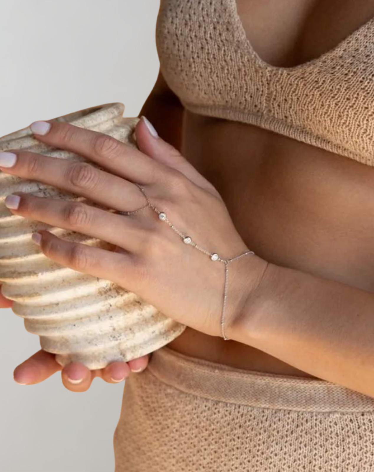Sparkling Crystal Link Hand Bracelet