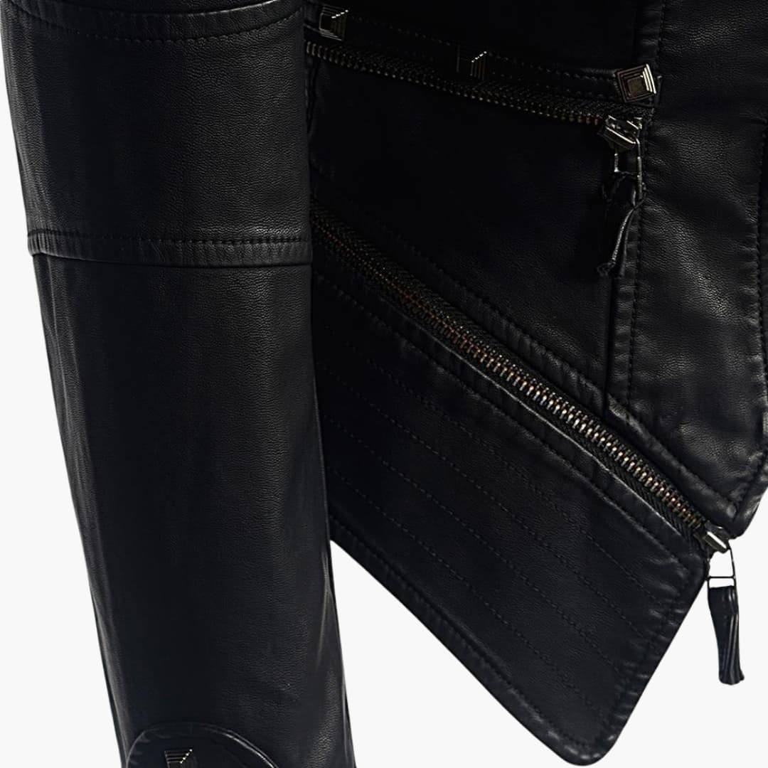 Edgy Women's Leather Jacket with Metal Studs