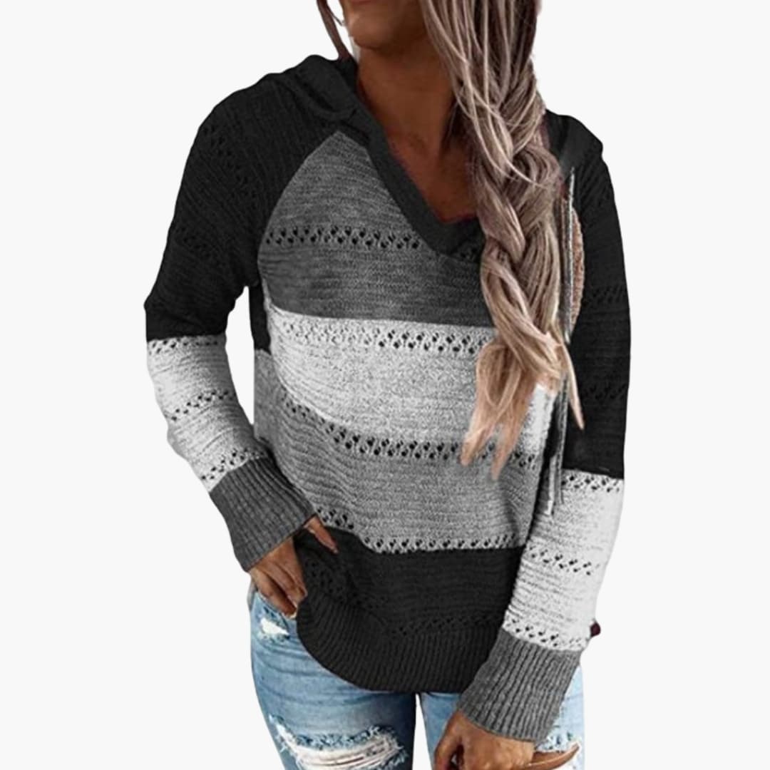Comfy Striped Long Sleeve Women's Sweatshirt