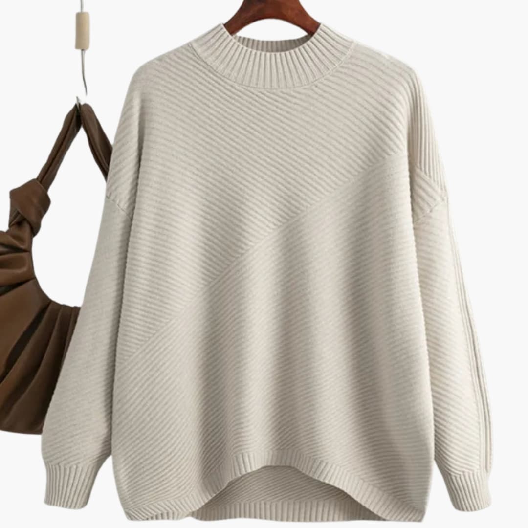 Soft Women's Crew Neck Ribbed Knit Sweater