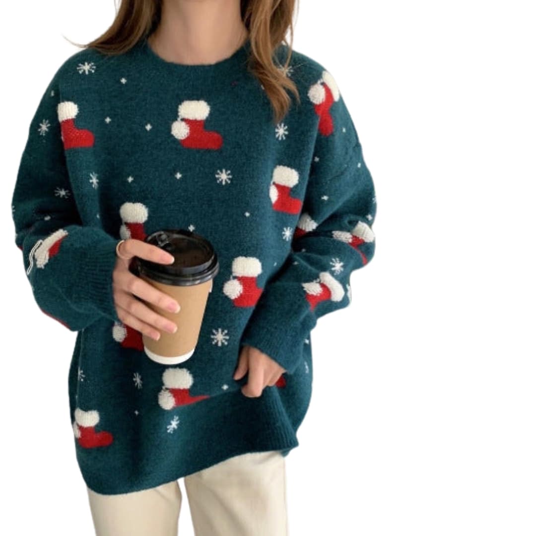 Soft Women's Crew Neck Wave Knit Sweater