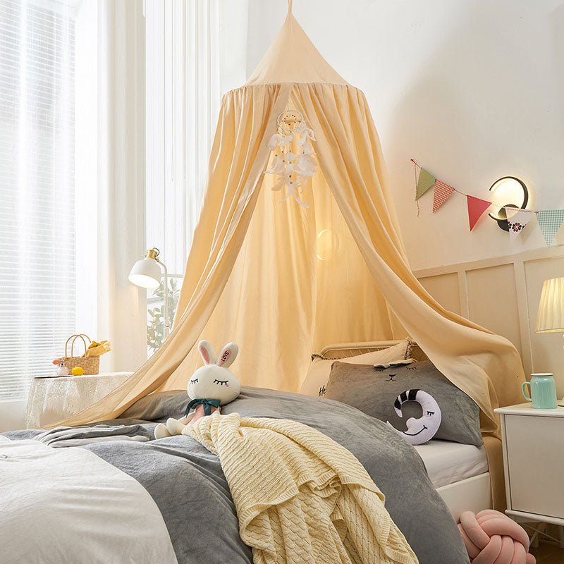 Romantic Sheer Curtain Bed Canopy with Feather Accent