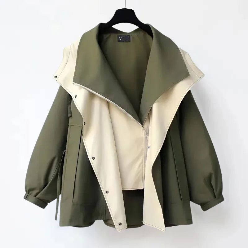 Casual Oversized Color Block Jacket