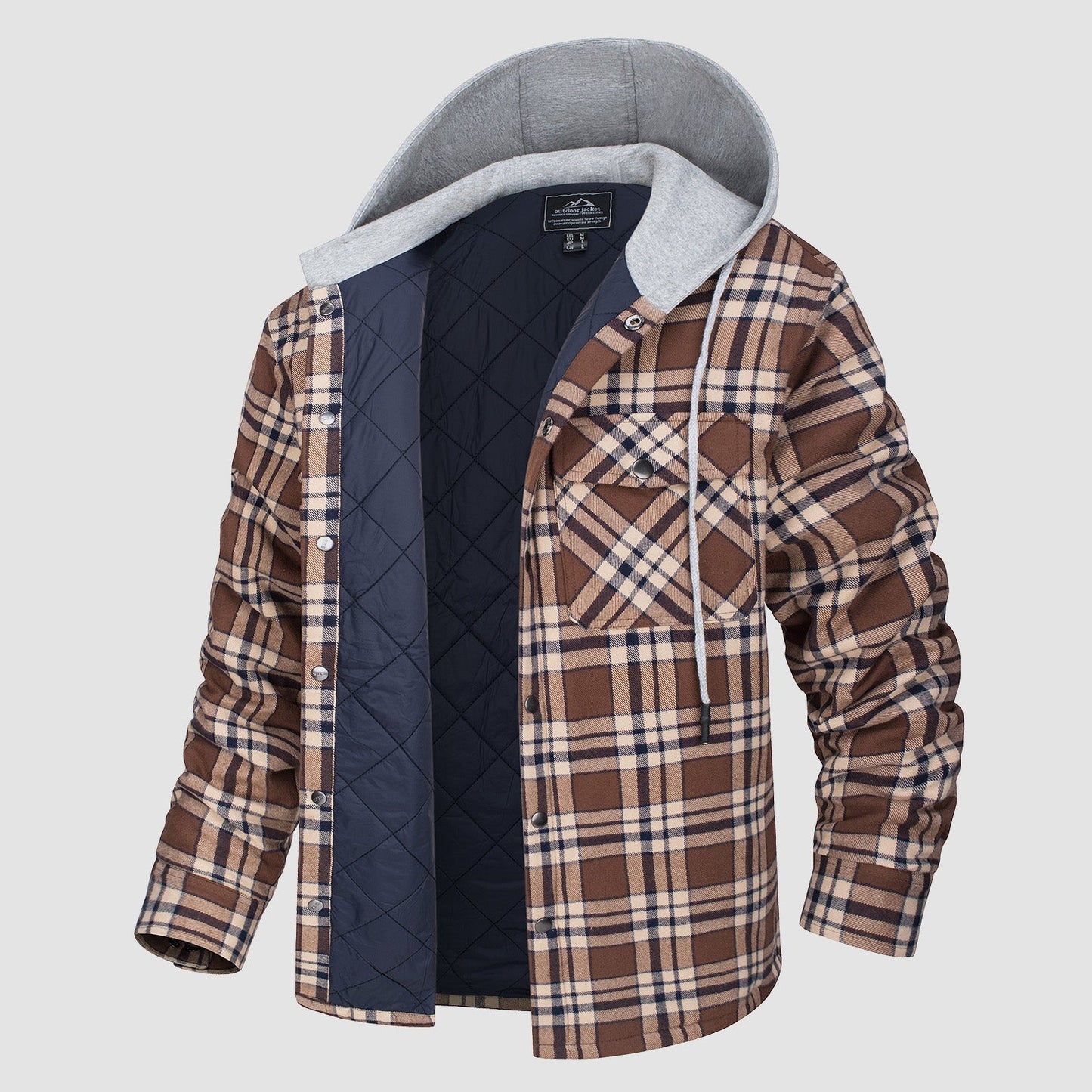 Cozy Hooded Plaid Jacket for Men