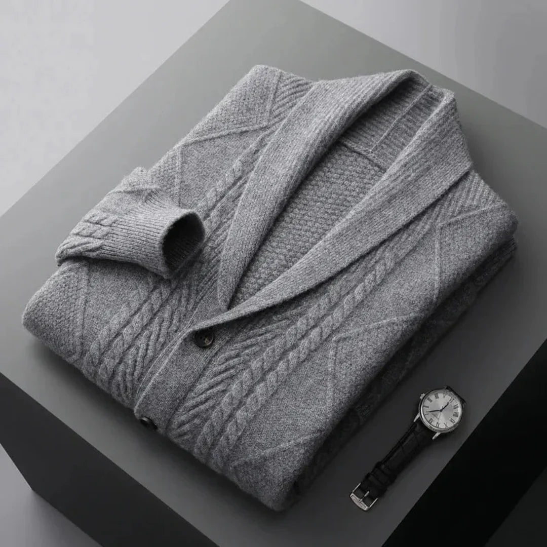 Warm Wool Crew Neck Cardigan Sweater