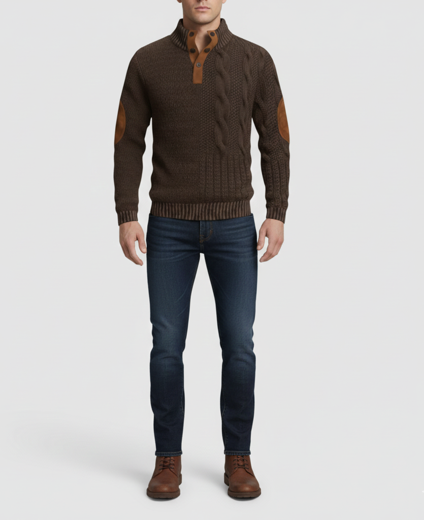 Warm Knitted Men's High Neck Sweater