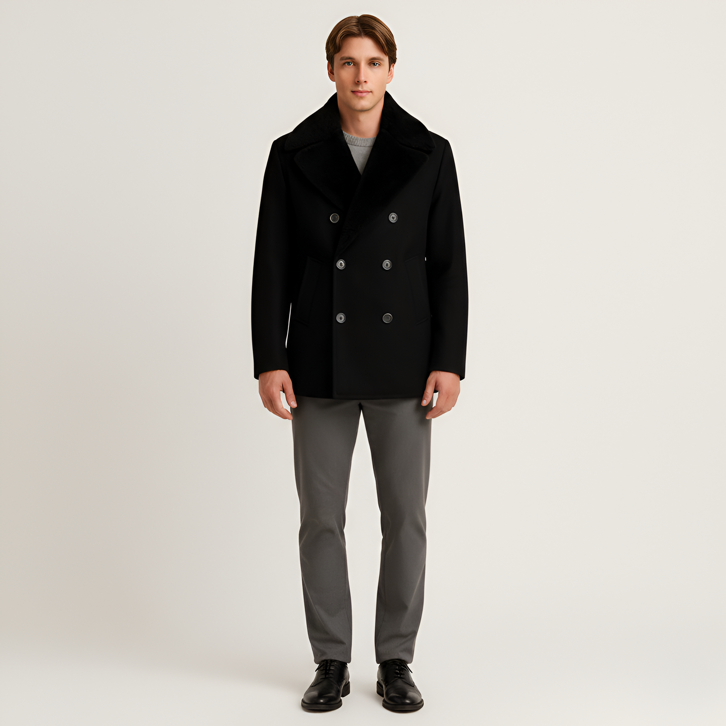 Classic Fit Wool Double Breasted Men's Coat