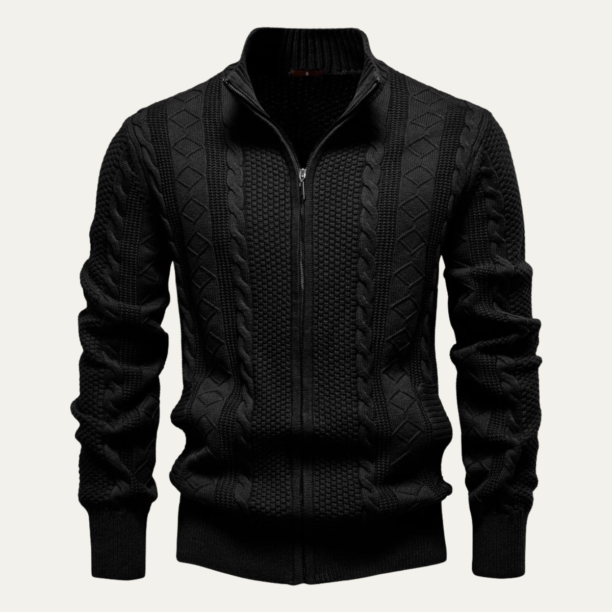 Stylish Men's Thin Cable Knit Zip Sweater