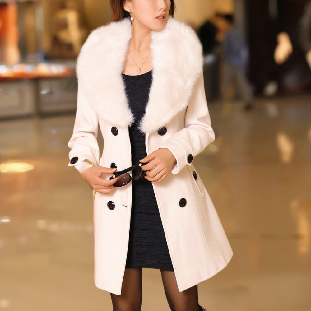 Ladies Classic Wool Double Breasted Coat