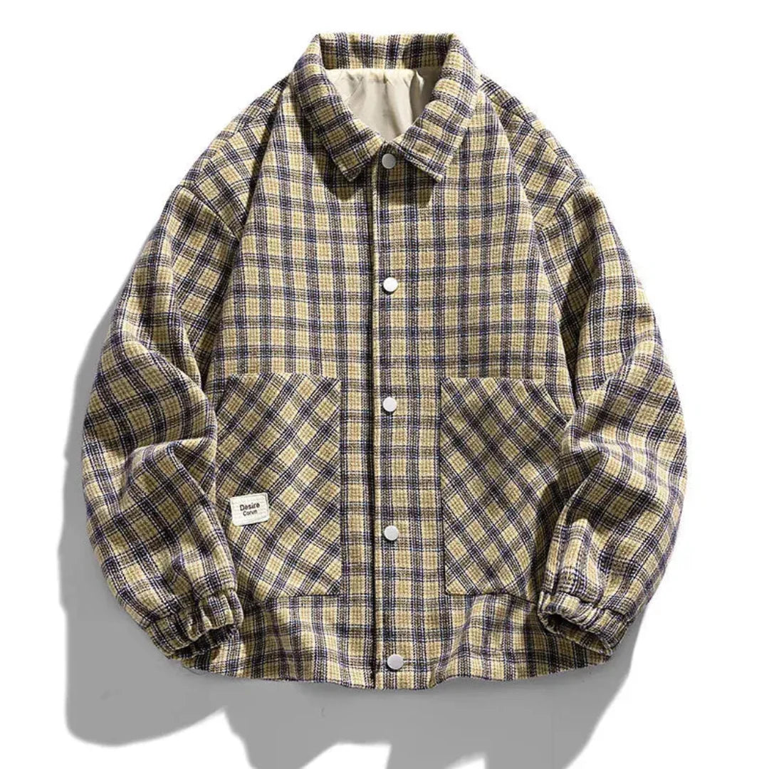 Classic Checked Wool Pea Coat