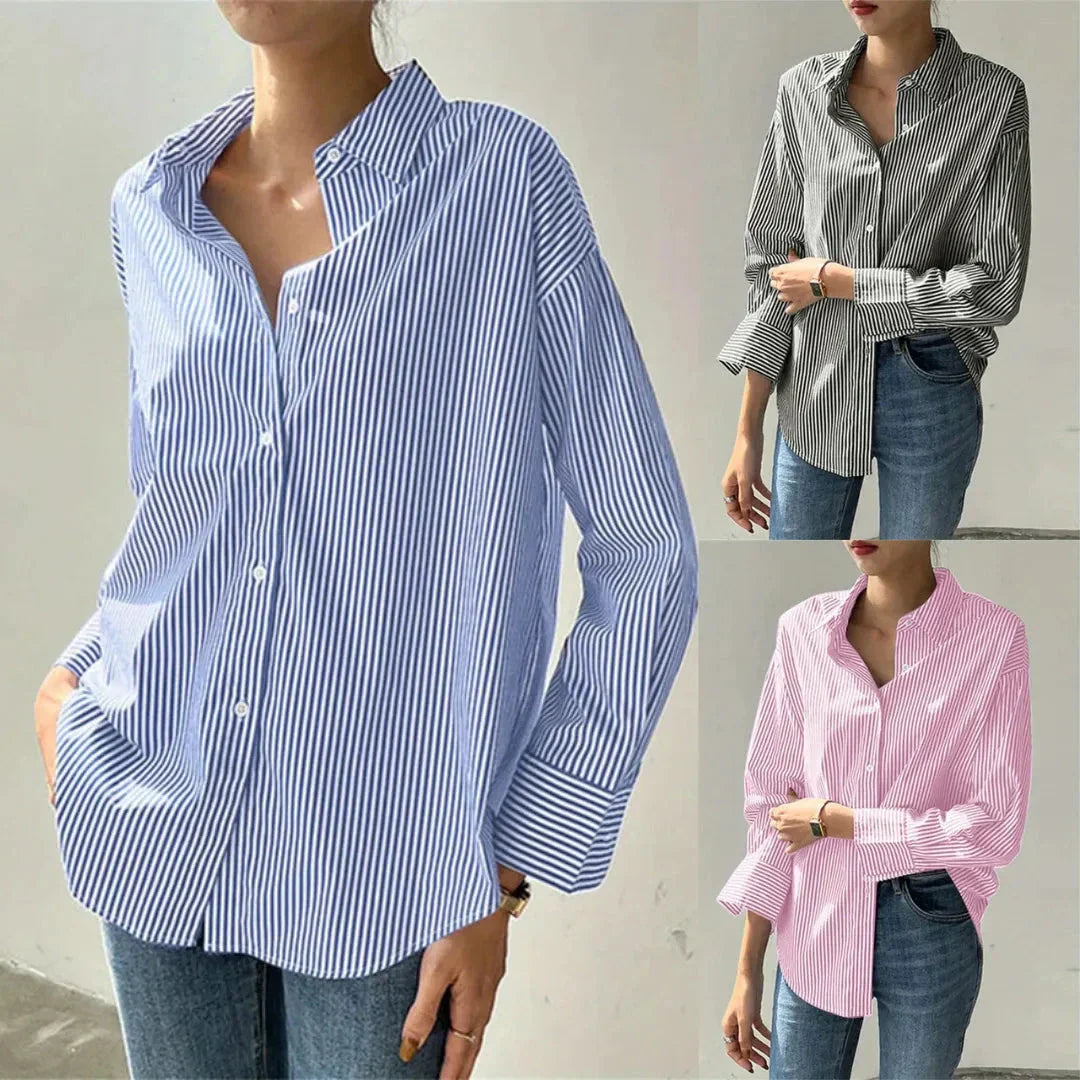 Classic Striped Loose Fit Button Down Shirt
