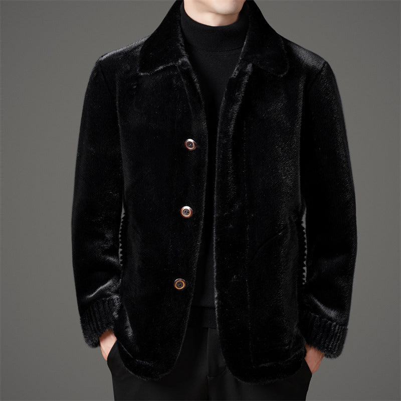 Warm Fleece Casual Jacket with Button Front