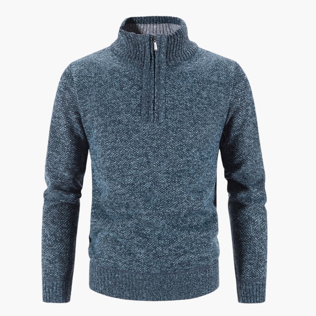 Warm Mens Textured Half Zip Sweater