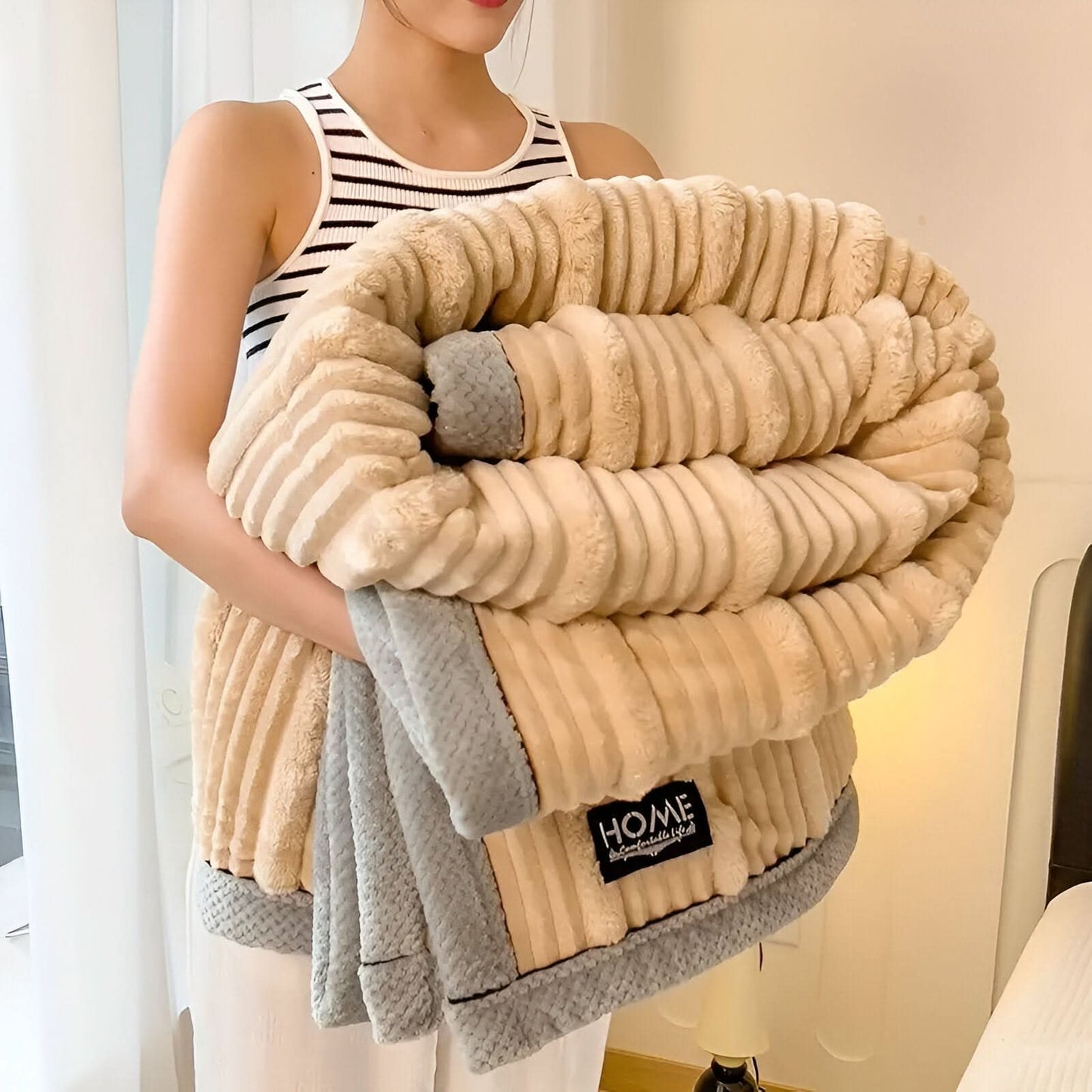 Simple Soft Ribbed Throw Blanket