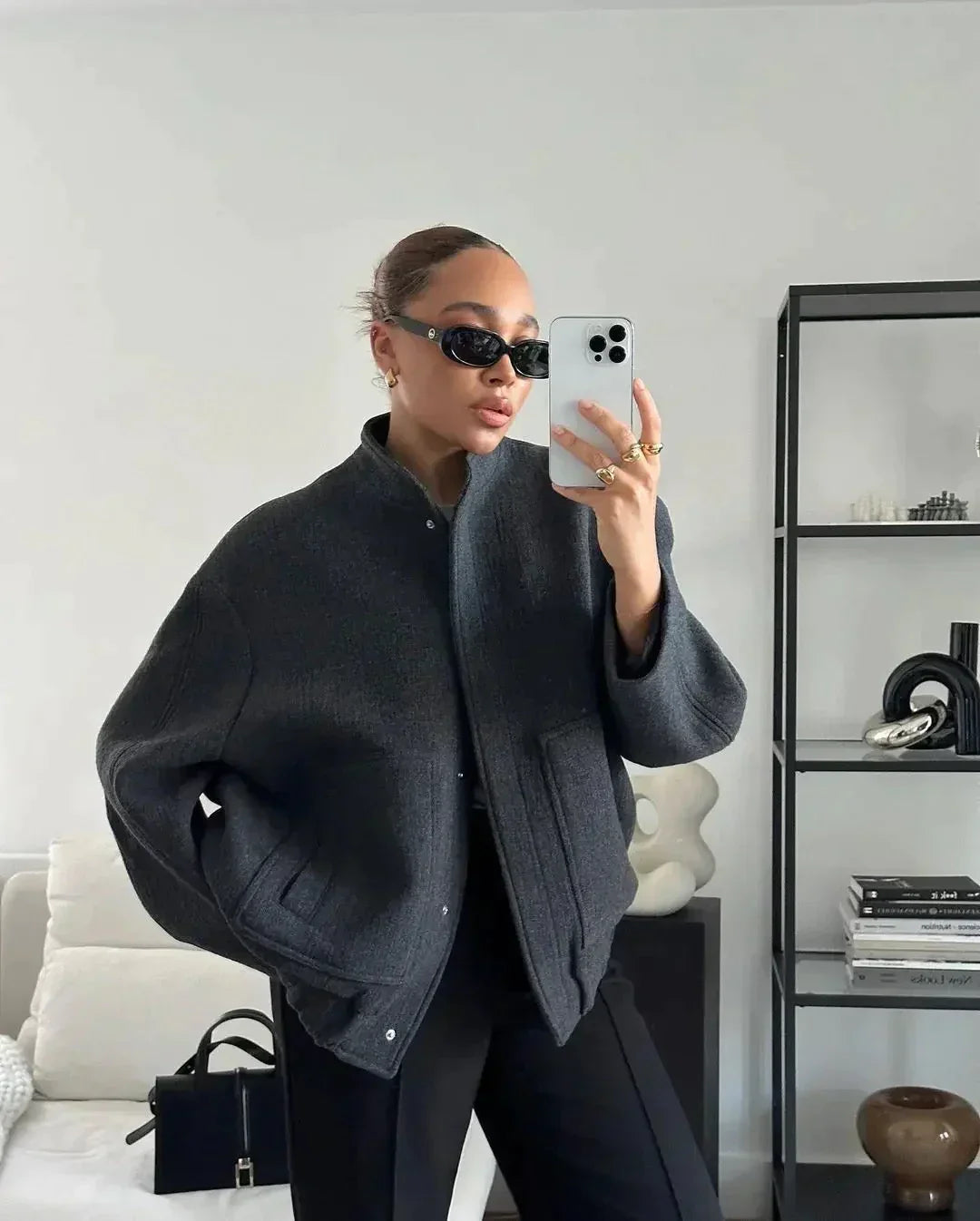 Chic Women's Tweed Coat - Elegant Classic Jacket
