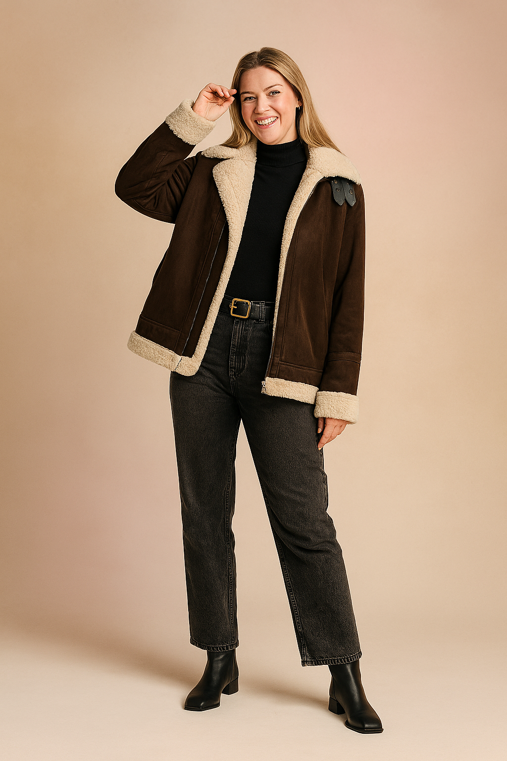 Classic Leather Flight Jacket with Fur Lining - Luxicro