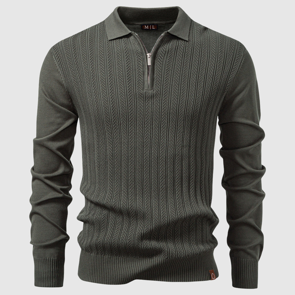 Classic Crew Neck Mid-Length Polo Sweater
