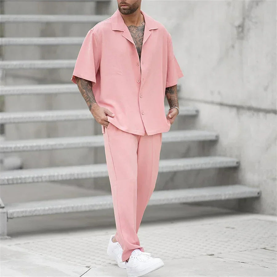 Cool Comfortable Mens Summer Shirt Set