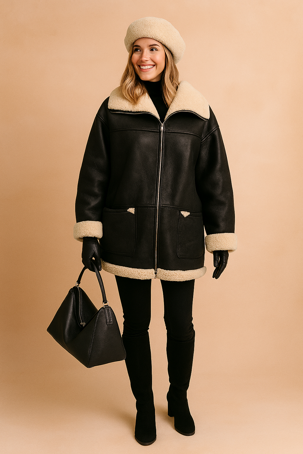 Luxury Fur Trimmed Aviator Jacket - Luxicro
