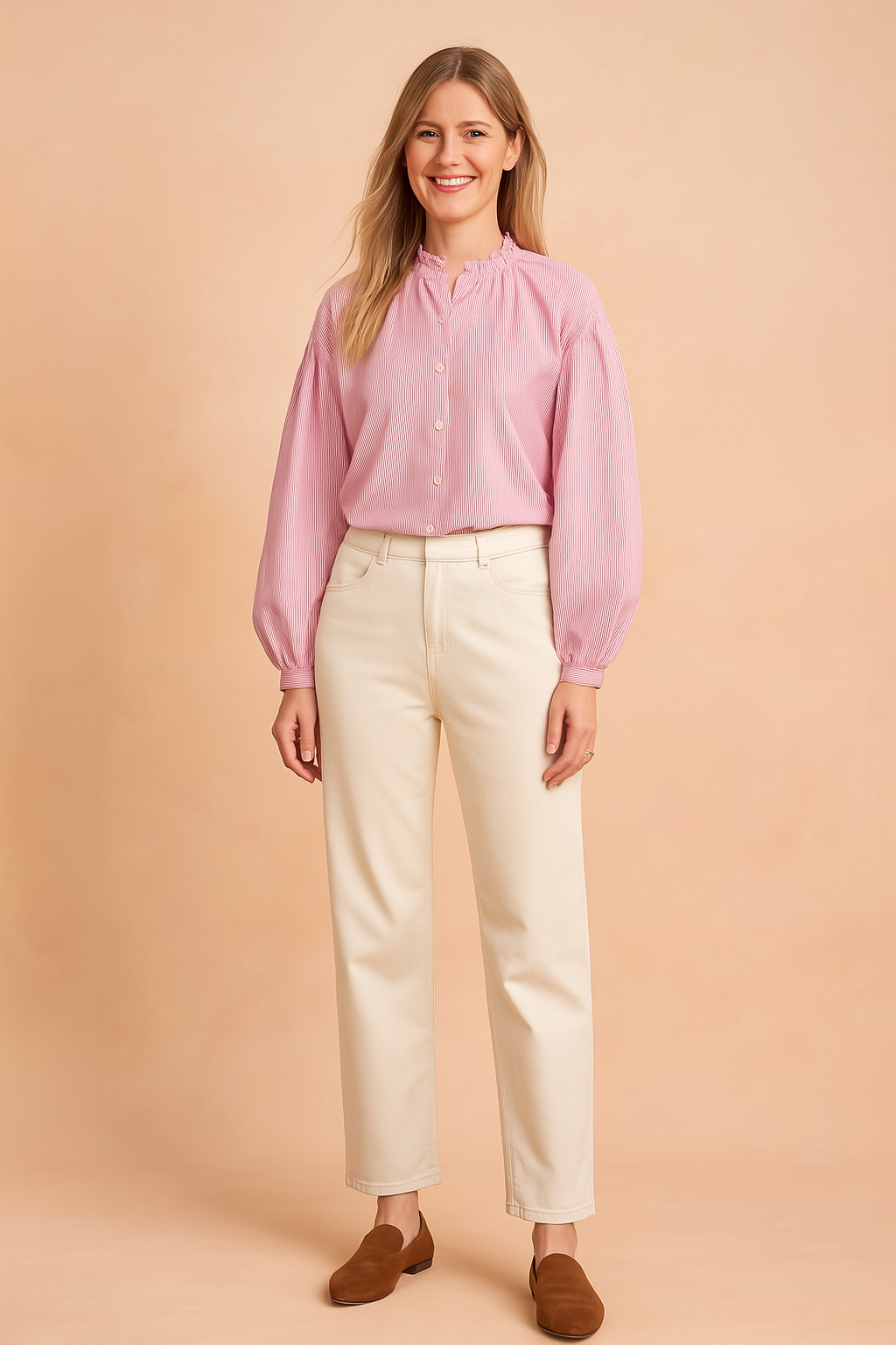 Chic Striped Blouse with Classic Collar - Luxicro