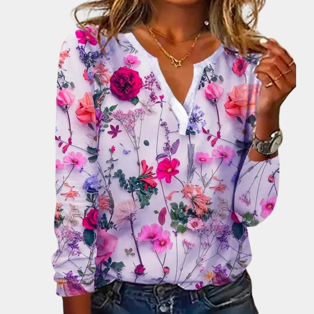 Comfortable Floral Cotton Women's Blouse
