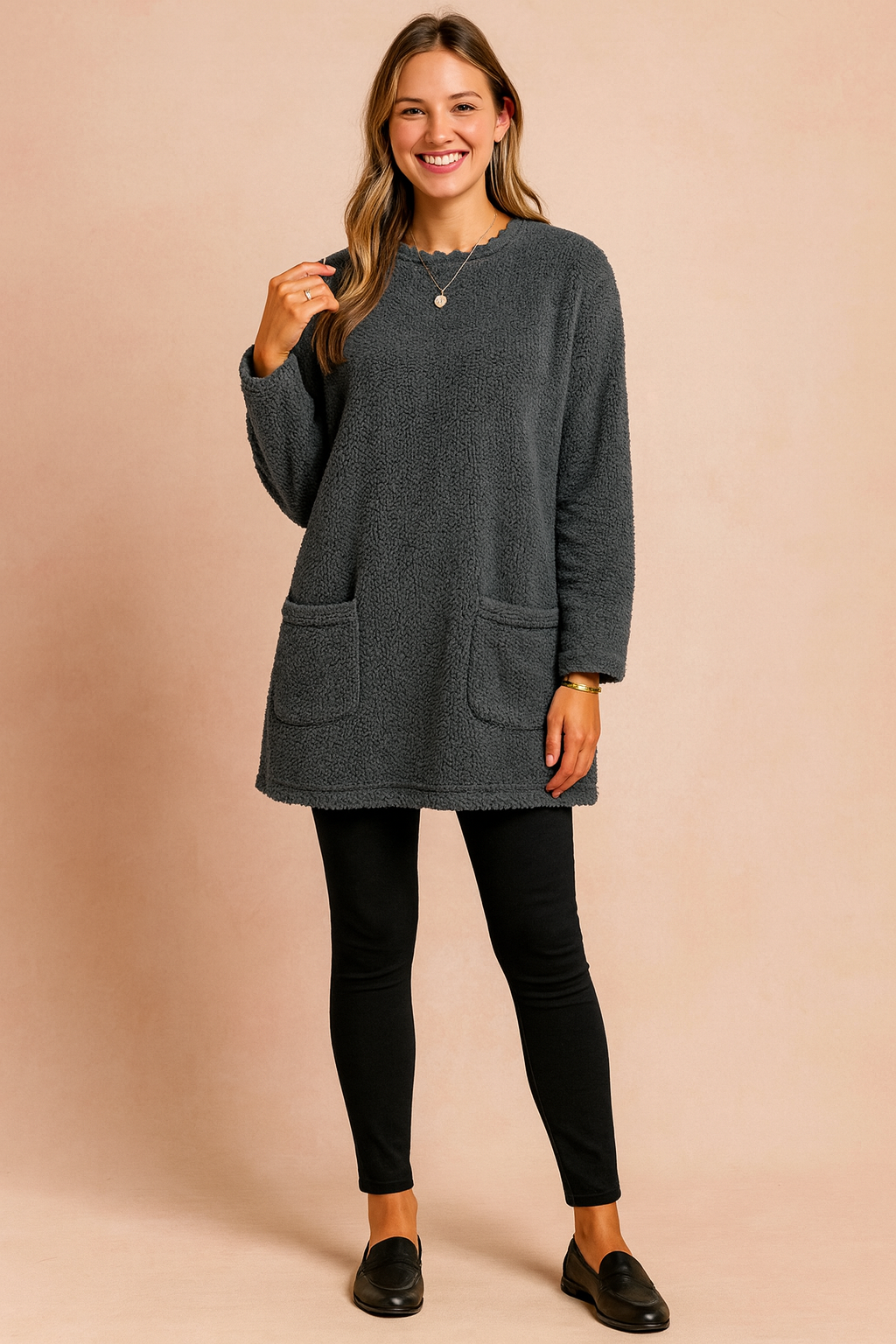 Cozy Loose Fit Crew Neck Sweater